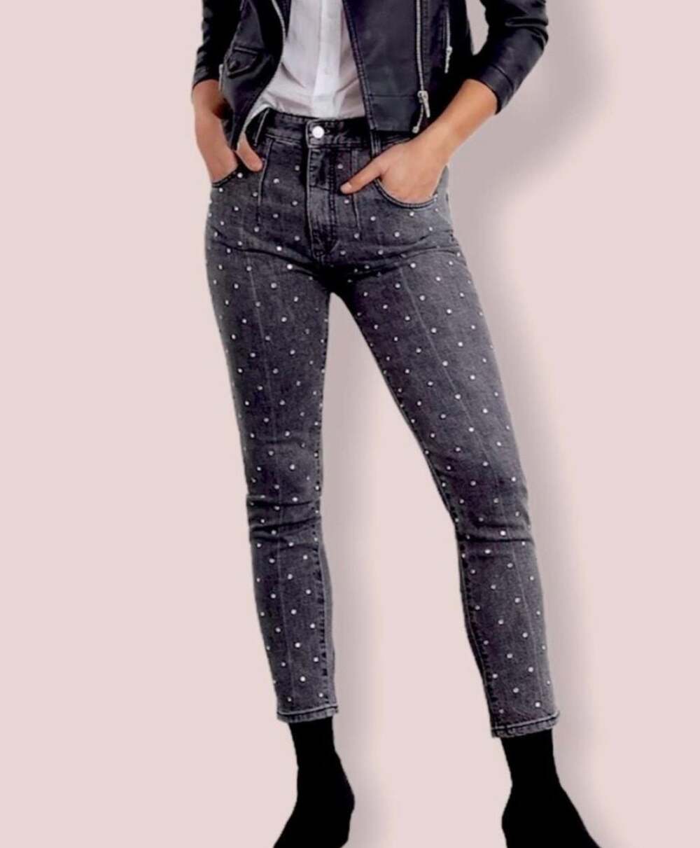 Pilcro Studded Ultra High Rise Jeans Gray Black Size 28